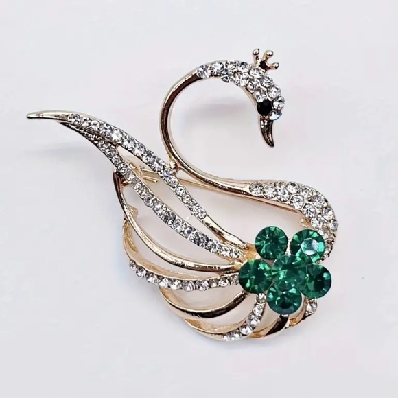 Jewelry - Swan Rhinestone Brooch Clothing lapel Pin 1.77"x2.05"